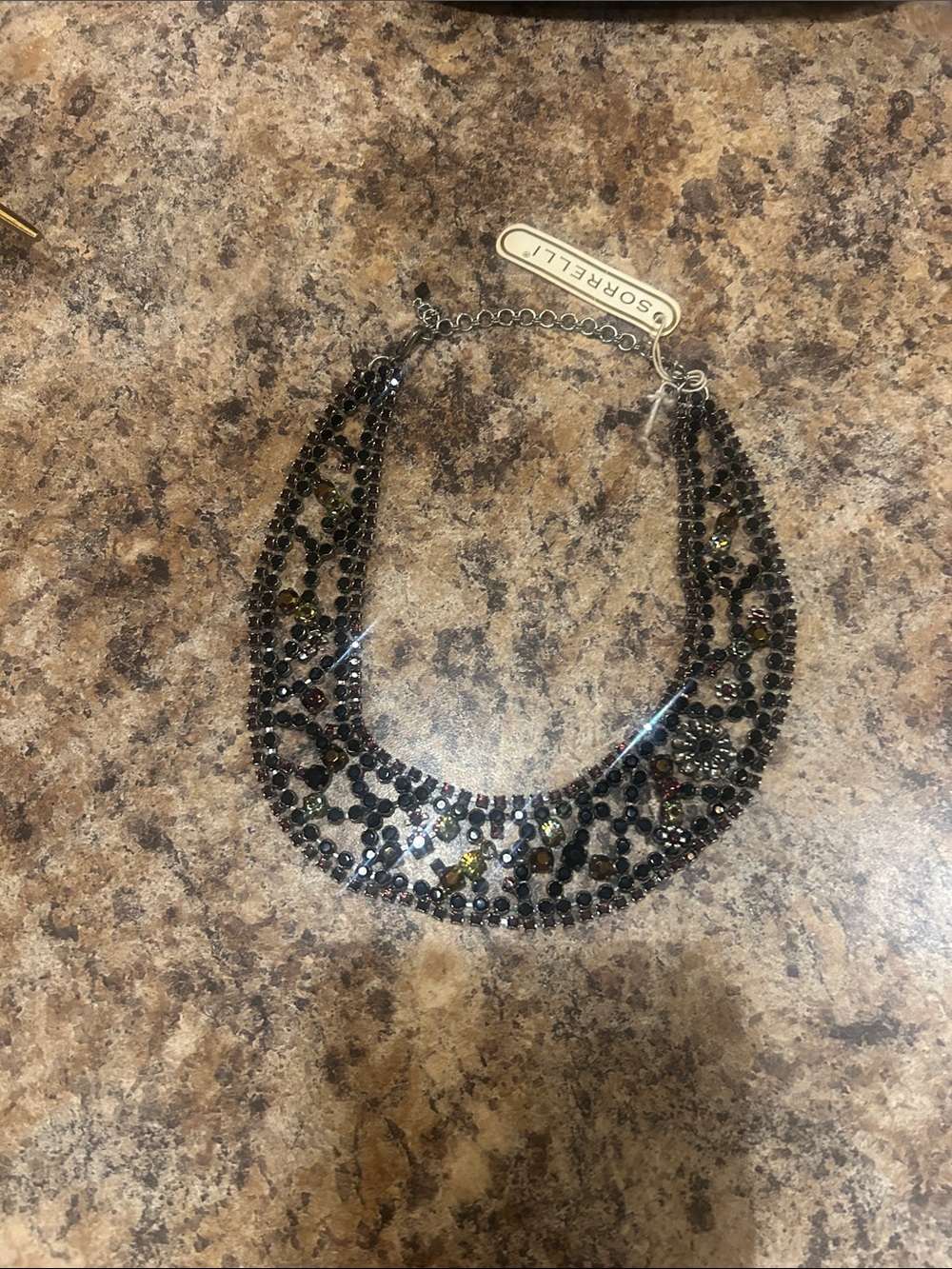 Sorrelli Black Crystal Necklace with Multi-Colored Accents
